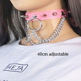 Pink Sexy Trendy Rock Gothic Collar Necklaces Jewelry Gothic Leather Heart Rivets Harajuku Punk Choker Necklace for Women Gift