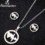 Shuangshuo Stainless Steel Butterfly Animal Jewelry Sets for Women Jewelry Mini Butterfly Necklace Earrings Cute collier Femme