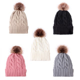 Warm Plush New Unisex Knitted Beanie Winter Warm Hat Cap Warm Down Thickened Wool Ball Ladies Autumn Winter Knitting Warm Cap