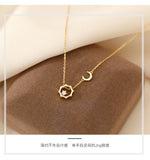 CIAXY New Sun Moon Pendant Necklaces Female Ins Adjustable Clavicle Chain  Original 14k Gold Plated Choker Jewelry