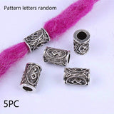 Mtcytea 5 Pcs Retro Silver Metal Hair Braid Dread Dreadlock Beard Beads Rings Tube Appro 6mm Inner Hole Jewelry 40 Style