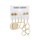 New Fashion Women 9pair/set Flower Pearl Alloy Ear Earring Cute Crystal Wedding Jewelry Gifts For Girl korean fashion