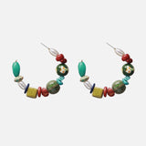 Mtcytea New Fashion Retro Acrylic Beaded Earrings European And American Exaggerated Metal Handmade Crystal Earrings Women's Jewelry