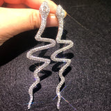 FYUAN Long Tassel Crystal Drop Earrings for Women Shiny Snake Shape Rhinestone Dangle Earring Weddings Fashion Jewelry Gifts