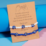 Mtcytea Turkish Eye Bracelet Sets White Blue Evil Eyes Lucky Couple Bracelets for Women Colorful Crystal  Bead Rope Chain Charm Jewelry