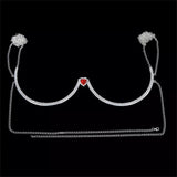 Mtcytea New Fashion Green Gem Chest Bracket Bras Chain Body Jewelry For Women Rhinestone Body Chain Bra Harness Lingerie Festival Gift