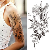 Mtcytea Death Skull Flower Temporary Tattoo For Women Girls Snake Bird Peony Tattoo Sticker Black Fake Blossom Sexy Tatoo Transfer Adult