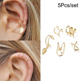 Gold Color Leaves Ear Cuff Black Non-Piercing Ear Clip Earrings for Women Men Fake Cartilage Earring Cuff Jewelry Wholesale