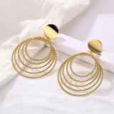 Retro Alloy Metal Round Hoop Earrings for Women Fashion Gold Color Silver Color Bohemian Jewelry Earrings Party Gift