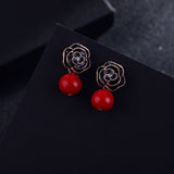 Trendy Style Camellia Flower Stud Earrings Pearl Flower Big Brand Eesign Earring Boucle Femme Pendante Chic Jewelry