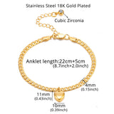 Anklet For Women Gold Color Stainless Steel Cuban Link Ankle Bracelets Summer Fashion Leg Chain Beach Foot Jewelry Ancklets