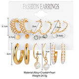 Fashion Gold Hoop Earrings Set Women Pearl Hoop Earrings Oversize Metal Circle Punk Earring Female Fashion Jewelry