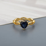 Fashion Blue Gem Heart Rings For Women Zirconia Silver Color Couple Heart Ring Party Gift Jewelry Gift