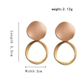 Mtcytea Autumn Winter New Brown Earrings Vintage Matte drop Earrings for women Metal Fashion Statement Dangle Earring Trend Jewelry