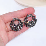 Trendy Charm Crystal Big Bowknot Earrings for Women Elegant Sparkling Black Rhinestone Stud Earring Fashion Jewelry Accessorie