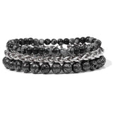 Fashion Natural Stone Beads Men Bracelet Multilayer Black Lava Onyx Beads Charm Punk Bracelet Bangles Women Jewelry Couples Gift