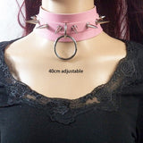 Pink Sexy Trendy Rock Gothic Collar Necklaces Jewelry Gothic Leather Heart Rivets Harajuku Punk Choker Necklace for Women Gift