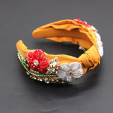 Fabric Rhinestone Tassel Sunflower Flower Exquisite Hair Accessories New European Fashion Hair Accessories 724