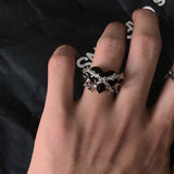 Fashion Creative Punk Gothic Thorns Love Heart Rings Vintage Open Rings For Women Party Jewelry Engagement Wedding Gift