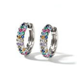 Mtcytea Fashion silver plate Round Mini Earrings Set Half Hoop Colorful Zircon Ladies Luxury Jewelry Hoop Earrings