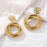 Retro Alloy Metal Round Hoop Earrings for Women Fashion Gold Color Silver Color Bohemian Jewelry Earrings Party Gift