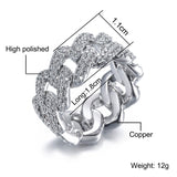 Hip Hop Iced Out Bling Charm Cuban Prong Ring Mens Gold Color Cubic Zirconia Ring For Men Women Jewelry