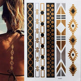 1 sheet Flash Boho Metallic Gold Feathers Shimmering Jewellery Festival Temporary Tattoo