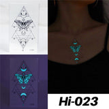 Blue Luminous Tattoo Sticker Luminous Waterproof Sexy Temporary Tattoo Chest Fake Tattoo