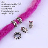 Mtcytea 5 Pcs Retro Silver Metal Hair Braid Dread Dreadlock Beard Beads Rings Tube Appro 6mm Inner Hole Jewelry 40 Style