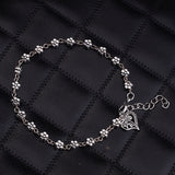 New Fashion Foot Chain Tibetan Silver Hollow Plum Daisy Flowers Heart-Shaped Anklet For Women