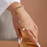 Vintage Punk Butterfly Ring With Bracelet Link Wrist Chain Finger For Women Charms Ring Lady Trendy Aesthetic Jewelry Gift