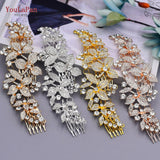 TOPQUEEN HP301 Indian Bridal Hair Accessories Alloy Flower Bridal Crowns and Tiaras Silver Hair Pieces Wedding Hair Jewelry