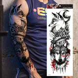 Large Arm Sleeve Tattoo Tiger Skull Owl Waterproof Temporary Tatto Sticker Fox Lion Body Art Full Fake Tatoo Women Men