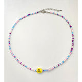 Bohemia Multilayer Smiley Pearl Rainbow Beaded Choker Necklace For Women Acrylic Fruit Heart Beads Chain Necklaces Beach Jewelry