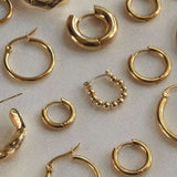 Classic Stainless Steel Ear Buckle for Women Trendy Gold Color Small Large Circle Hoop Earrings Punk Hip Hop Jewelry Accessories