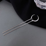 Trendy U Shape Elegant Hair Sticks Women DIY Hairstyle Black Stones Hairpins Crescent Moon Hair Accessories Brand Designs