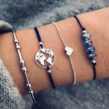 Boho Geometric Bracelet & Bangle Sets For Women Vintage Star Map Hand Heart charm Beads Chains Fashion Jewelry Accessories