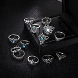 Mtcytea 13pcs/Set Boho Midi Knuckle Female Rings Set For Women crystal Heart Lotus Tortoise Finger Ring Party Wedding Jewelry Gift