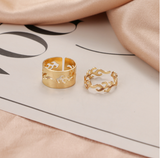 Mtcytea Trendy Gold Silver Color Flame Couple Rings For Women Couples Matching Rings Set Wedding Adjustable Ring Jewelry