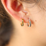 plain small huggie hoop earring gold silver color wholesale simple minimal hoops