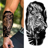 1pc Lion Men Waterproof Tattoos Fake Stickers Arm Cool Black Christ Cross Transfer Washable