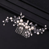 Hot Sale Silver Color Tiara Hair Combs For Women Bride Cheap Pearl Crystal Headpiece Wedding Hair Accessories Bridal Jewelry