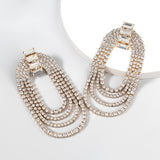 New Shiny Rhinestone Multi-layer Long Tassel Pendant Women's Earrings Dinner Party Wedding Fashion Luxury Jewelry Accessories
