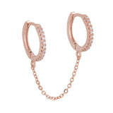 1pc Stainless Steel Link Chain Hoop Earrings Double Circle Cubic Zirconia Square Pendant Cartilage Earring Piercing Jewelry