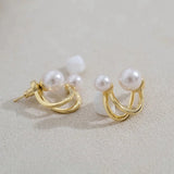 Korea Elegant Cute Pearl Hoop Earrings for Women Classic Small Zircon Huggie Pearl Stud Earring Wedding Kpop Jewlery