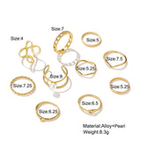 10pcs Punk Gold Color Chain Rings Set For Women Girls Fashion Irregular Finger Thin Rings Gift Female Knuckle Jewelry Party