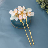 Vintage Hairpin Forks Hair Jewelry For Women Handmade U-shaped Pearl Flower Hair Stick Bride Wedding Hair Accessories Jewelry