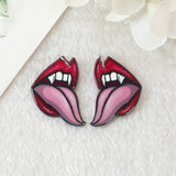 8 Pcs Halloween Charms Creepy Vampire Lips Blood Bag  Bite Me Murder Heart Flatback Acrylic Jewlery Findings For Jewelry Diy