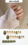 Mtcytea 24 Pcs Nude Color nail tips Women Wearable  Fake press on Nails with Diamond Short Round Full Cover artificial nails with Glue