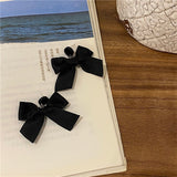 Earrings for Women Black Retro Bow Earrings Fashion Student Style Lightweight Earrings Jewelry Accessories Wholesale